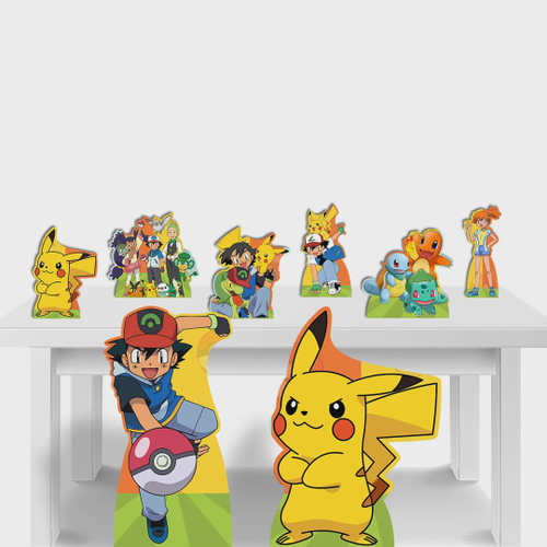 Kit Display Totem de Chão e mesa Pokemon e Nome 14 peças