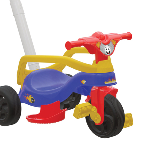 Motoca Infantil Triciclo Fast Azul com Empurrador e Proteção Pais