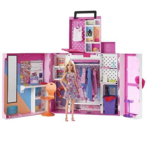 Vende 1 trailer e 1 guarda roupa da barbie com a boneca barbie