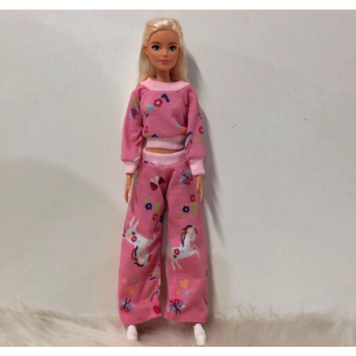 Pijama Com Calça Para Boneca Barbie - Roupa