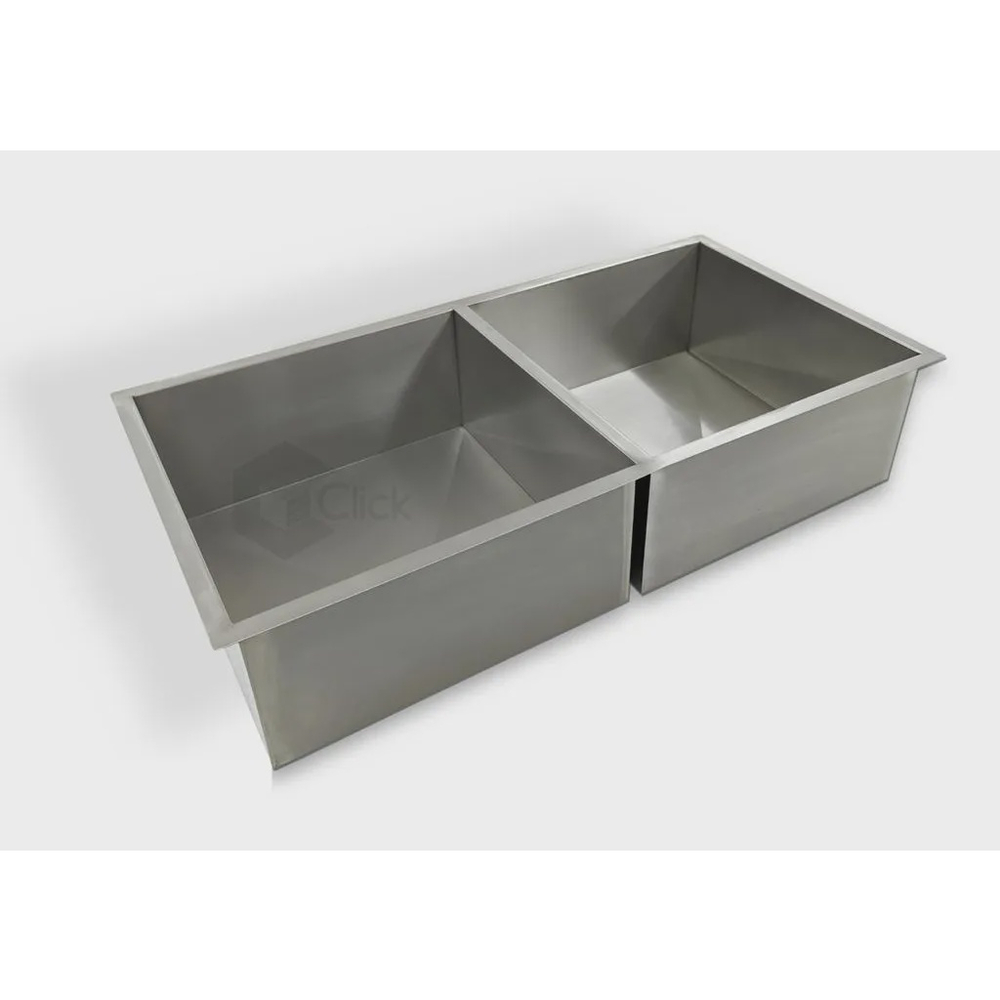 Cuba Dupla Quadrada Inox Fosca Com Válvula 40x40 Cozinha Gourmet no