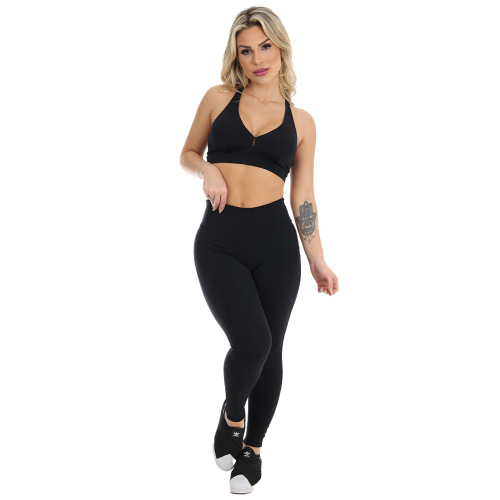 Calça Legging Feminina Fitness Preta Básica Academia