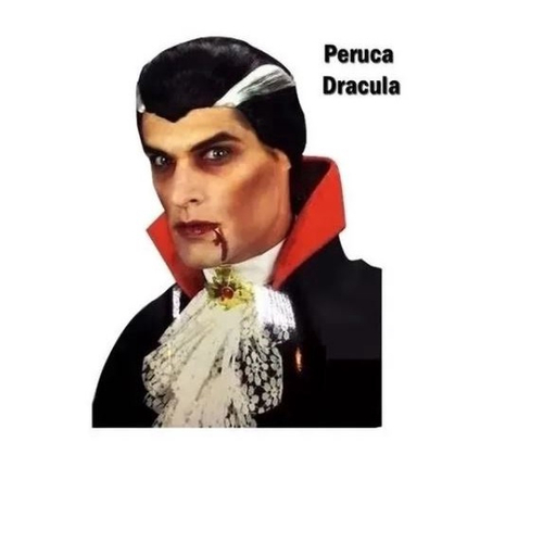 Fantasia Halloween Masculina Conde Drácula Capa de Vampiro Dupla Face  Adulto Completo com Sangue e Presa