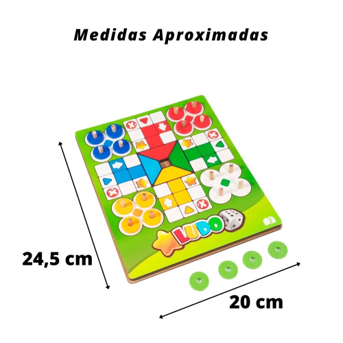 Jogo Ludo Tabuleiro Pinos Em Madeira MDF Clássico Especial