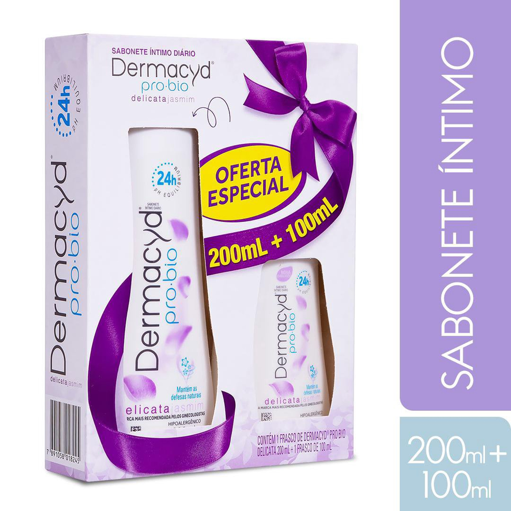 Kit Sabonete Liquido Íntimo Feminino Dermacyd Delicata Jasmim 200ml ...