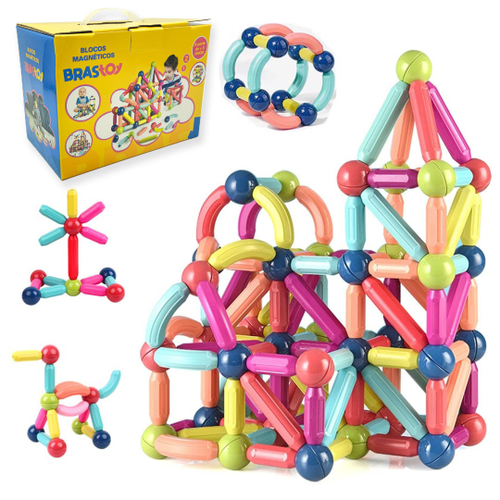 Brinquedo Educativo Blocos De Montar Linked Cubes 100 Peças