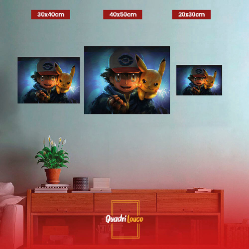 Quadro Decorativo Desenho Pikachu 3 Peças em Promoção na Americanas