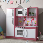 Mini Armário Cozinha com Refrigerador Isabelly Branco Rosa