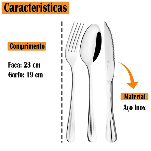 Kit De 36 Peças Talheres Garfos Facas Colheres Conjunto De Mesa Em Aço Inox  Jantar Buffet Grande Faqueiro - Meu Canto Shop