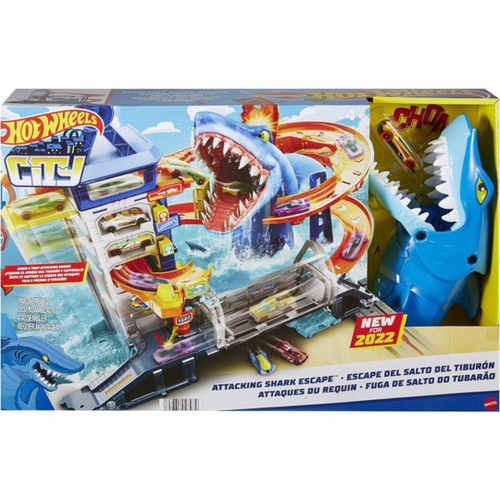 Pista Hot Wheels City com Lançador - Robô Tubarão - Mattel