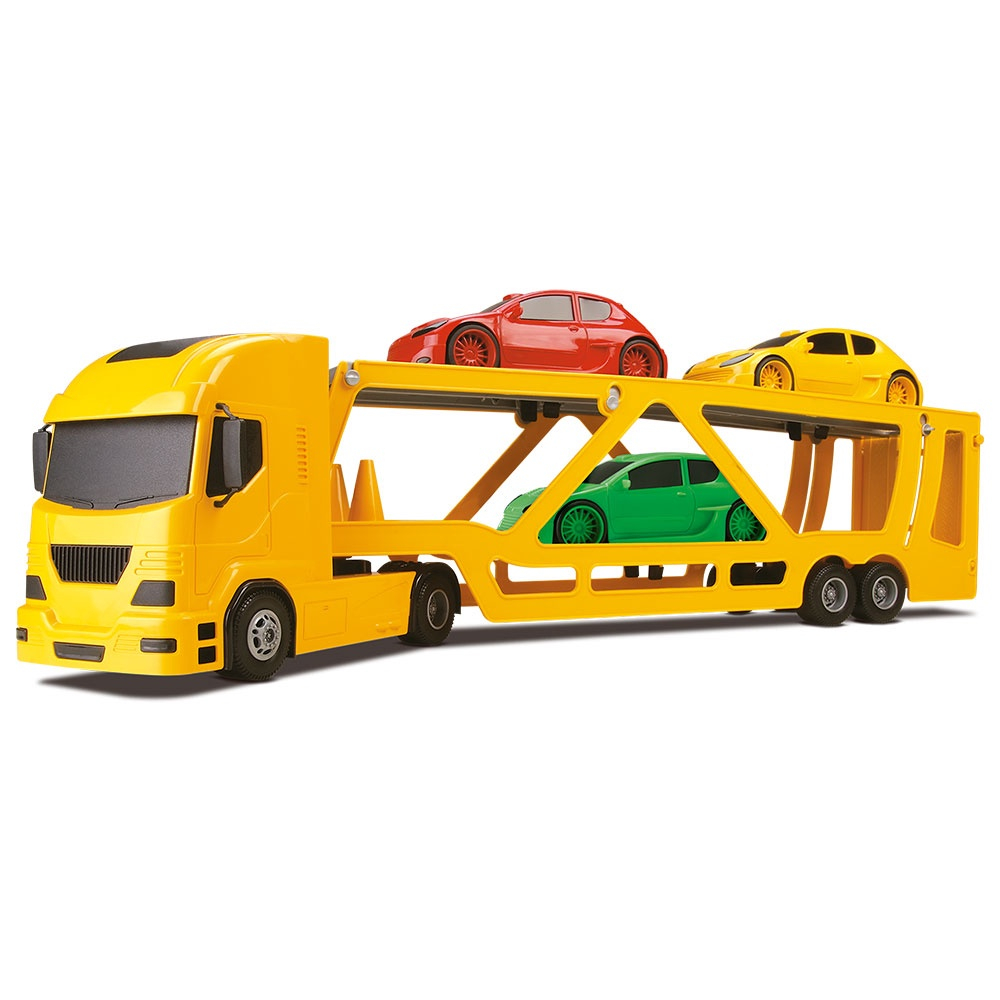 Carreta Cegonha Brinquedo Infantil Com Carros e Cone Silmar