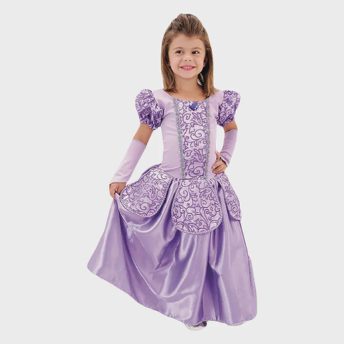 Vestido Fantasia Cinderela Infantil princesa COM LUVA E COROA pcin