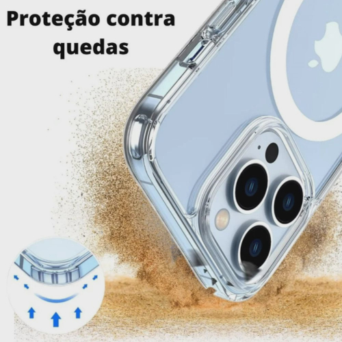 Capa para Iphone 14 MagSafe Vidro Indução Azul