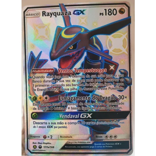 Carta Pokemon Rayquaza Shiny Gx Original Copag Portugues