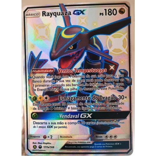 Carta Pokémon: Rayquaza-gx 177a/168 Shiny Português + Brinde