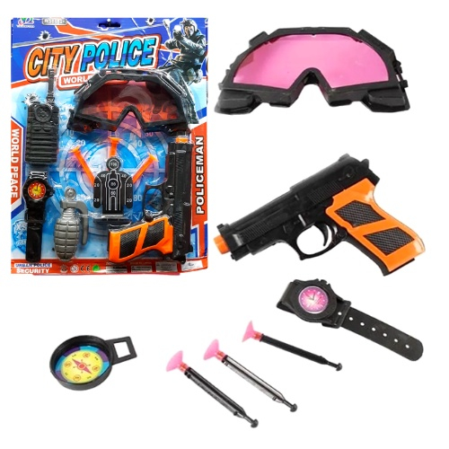 Kit 2 Arminha Policial de Brinquedo Lançador com Dardos do Tipo nerf