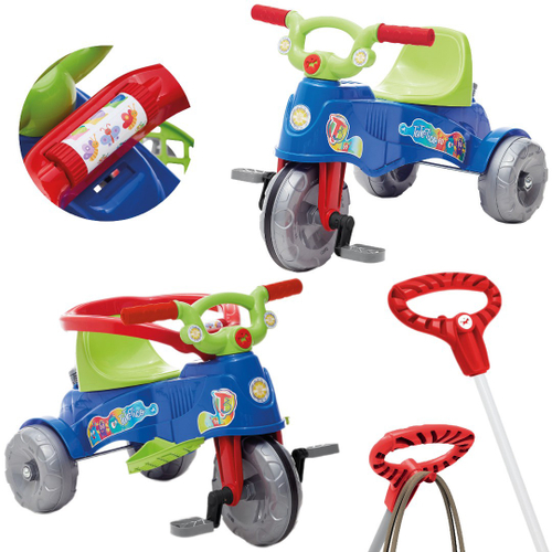 Moto Uno Calesita Triciclo Infantil 2 Em 1 Pedal e Passeio c/ Som Luz  Motoca Tonkinha Carrinho 1035