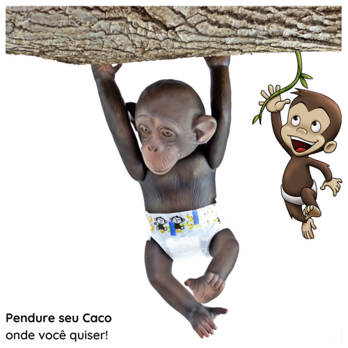 Boneco Macaco Bebê Little Caco Mamadeira Fralda E Banana OMG - Tem