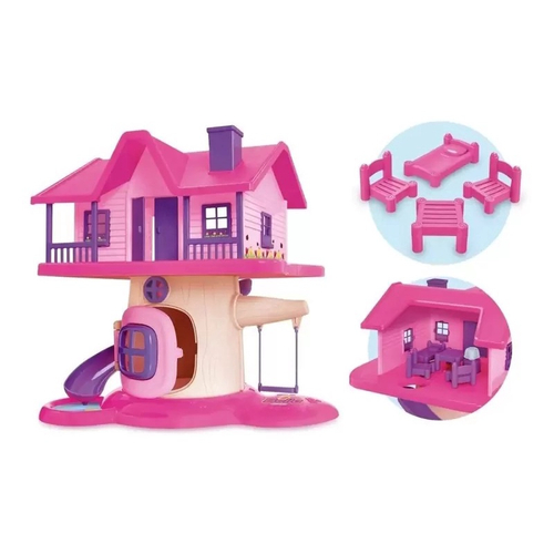 Casinha casa infantil mdf boneca Tema Peppa Pig com mini móveis