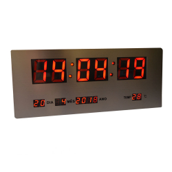 Menor preço em Relógio Parede ou Mesa Digital Led Termômetro Calendário 4 Alarmes Inox RD170703