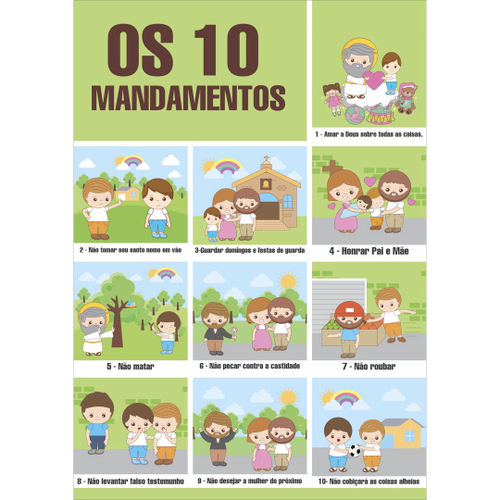 Banner Educativo B Blico Religioso Os Dez Mandamentos Crian As Com Os