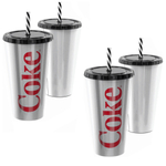 Kit 2 Copos de Refrigerante da Coca Cola com Canudo e Tampa 700ml Plasútil