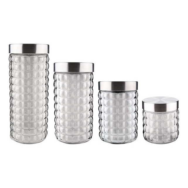 Conjunto Potes De Vidro Com Tampa Inox Pe As Bubble Euro No Shoptime