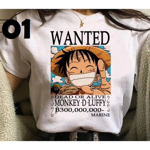 Camiseta juvenil Luffy branca, One Piece