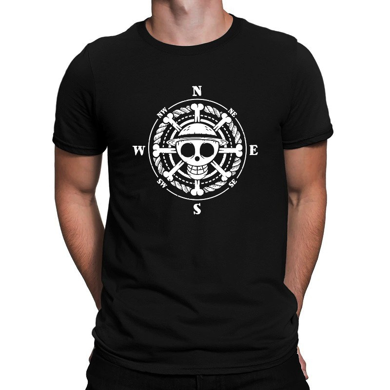 Camiseta Unissex Masculina One Piece Bandeira Pirata Mangá Monkey