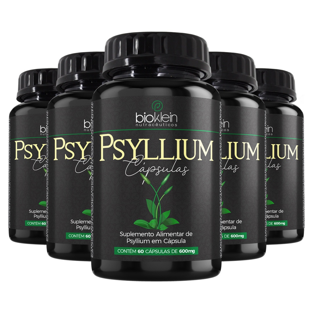 Kit 5 Cápsula Psyllium Suplemento Puro 600mg 60 Cápsulas No Shoptime