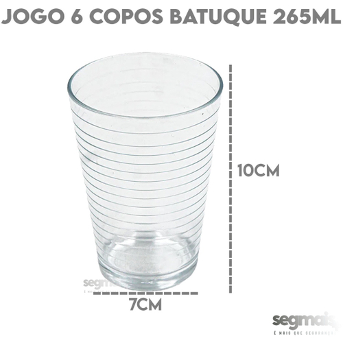 Copo Ginga 265mL Multiuso com 6 peças Vidro Incolor Nadir - Colher