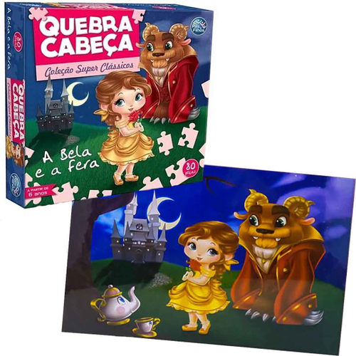 Quebra Cabeça Infantil A Bela e A Fera Puzzle Jogo Educativo 80