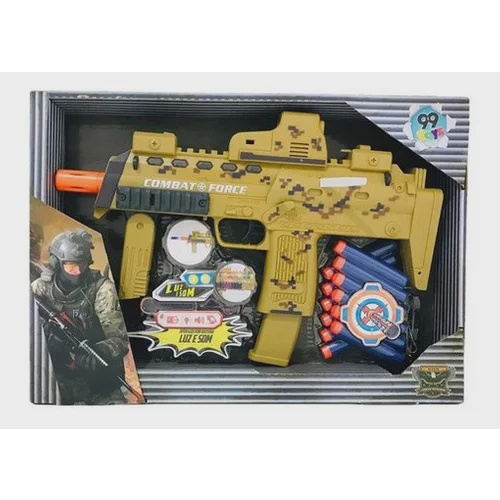 Metralhadora Pistola Brinquedo Tipo Nerf Luz Som Camuflada - R$ 59,99