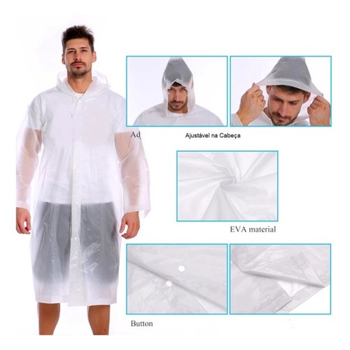 Capa de Chuva Transparente com Capuz e Manga Reforçada epi Reutilizável em Promoção na Americanas Capa de Chuva Transparente com Capuz e Manga Reforçada epi Reutilizável em Promoção na Americanas