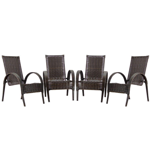 Conjunto de Varanda 4 Cadeiras e Mesa de Centro Veneza Luxo Aço Coelho