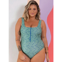 Maiô Plus Size Sem Bojo com Zíper Funcional Estampado Menor preço em Maiô Plus Size Sem Bojo com Zíper Funcional Estampado