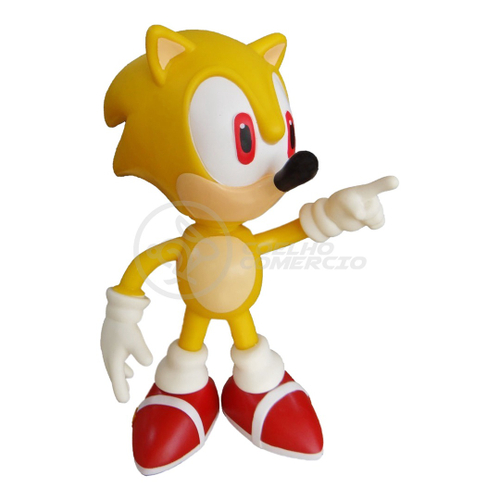 Boneco Sonic Amarelo Hedgehog Articulado Grande Original Brinquedo