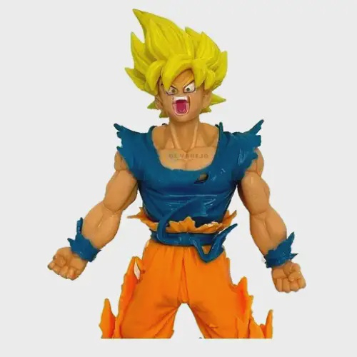 Kit 4 Bonecos com Base Action Figure Goku SSj Broly Vegetto Goku