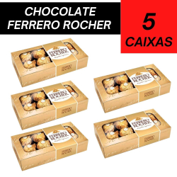 Menor preço em Kit Bombom Ferrero Rocher Chocolate - 5 Caixas