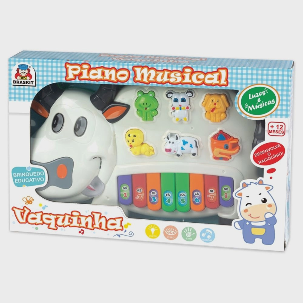 Pianinho Vaquinha Bebê Brinquedo Infantil Educativo Musical Cor Sortido