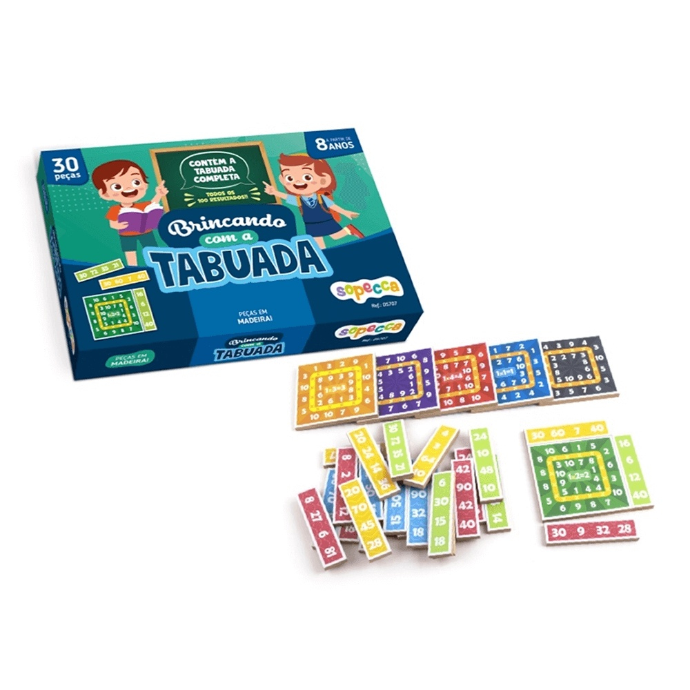 Kit Tabuada Educativa Brinquedo Pedagógico Madeira Escolar