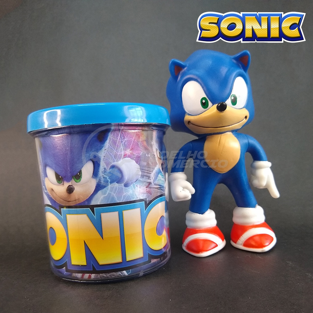 Kit Conjunto Boneco Colecionável Sonic Azul Articulado Sega 15cm +