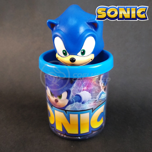 Boneco Sonic Azul Pequeno com Caneca Personalizada