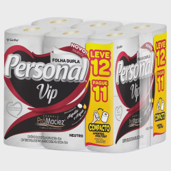 Papel Higiênico Personal Vip Folha Dupla Leve 12 Pague 11 Menor preço em Papel Higiênico Personal Vip Folha Dupla Leve 12 Pague 11
