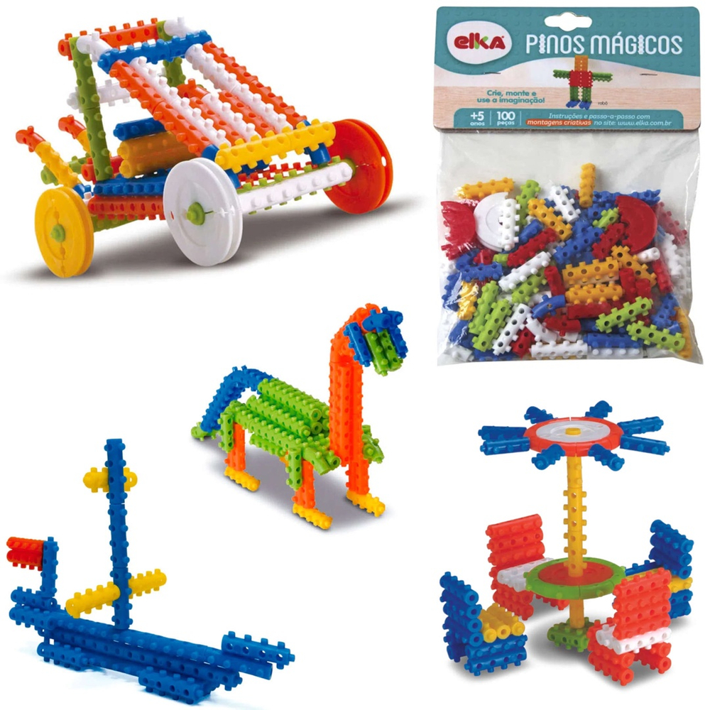 Blocos de Montar Infantil Pinos Brinquedos para Crianças 110 peças - Dismat  - Brinquedos de Montar e Desmontar - Magazine Luiza