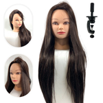 Cabeça de Boneca Para Treino com Suporte Cabelo Sintético Misto 65 cm