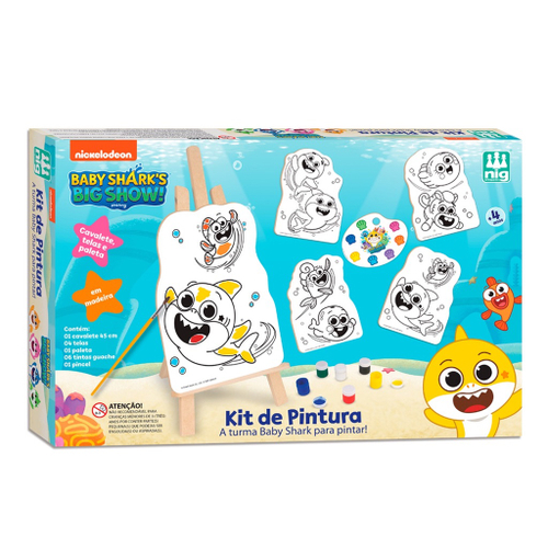 Kit Pintura Patrulha Canina com Cavalete Tintas e Tela Infantil