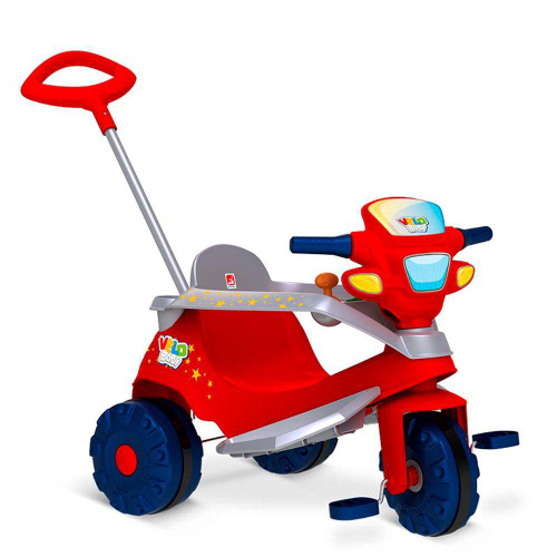 Triciclo Infantil Bandeirante Velobaby de Pedal com Empurrador