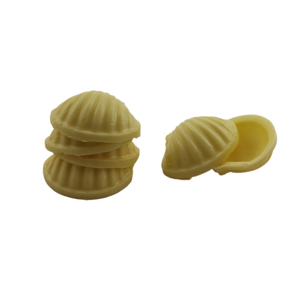 Casquinhas para rechear formato concha de chocolate branco nobre 66 und