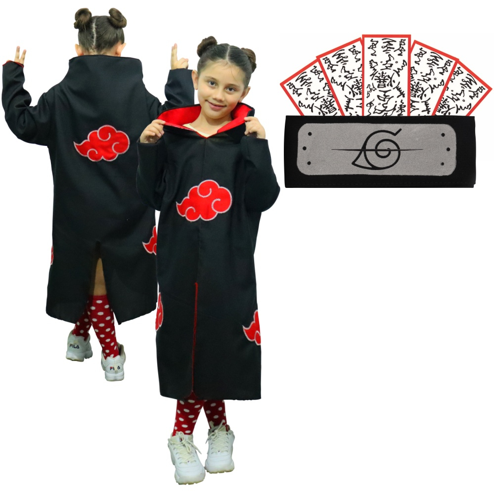 Manto Akatsuki Nuvem Vermelha Naruto Shippuden Cosplay Ninja